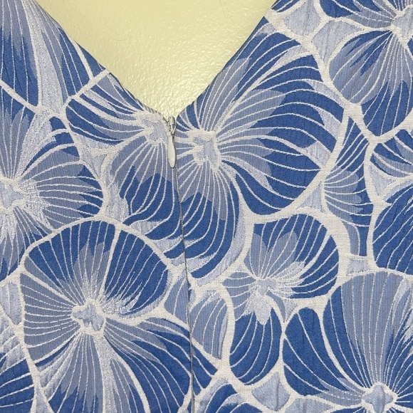 Moulinette Soeurs Anthropologie Blue Floral Fit & Flare Pleated Dress Size 14 - Picture 8 of 12